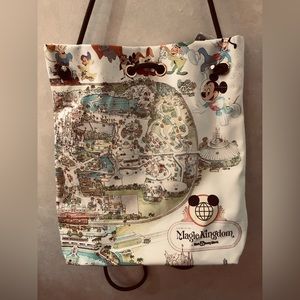 Disney Parks 50th Anniversary The Vault Magic Kingdom Map Castle Cinch Tote Bag